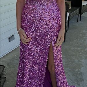Elegant Purple Sequin Evening Gown